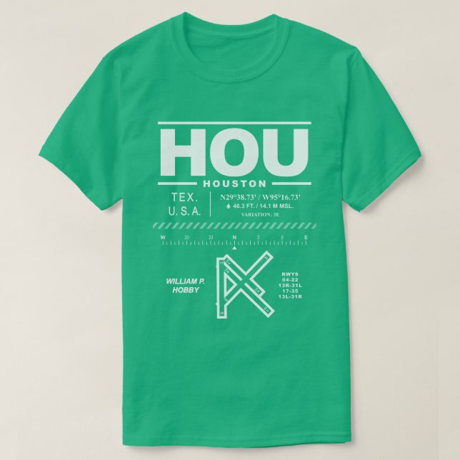 William P. Hobby Airport HOU T - Shirt (Design vorne)