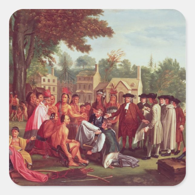 William Penns Vertrag mit den Amerikanischen Urein Quadratischer Aufkleber (Vorderseite)