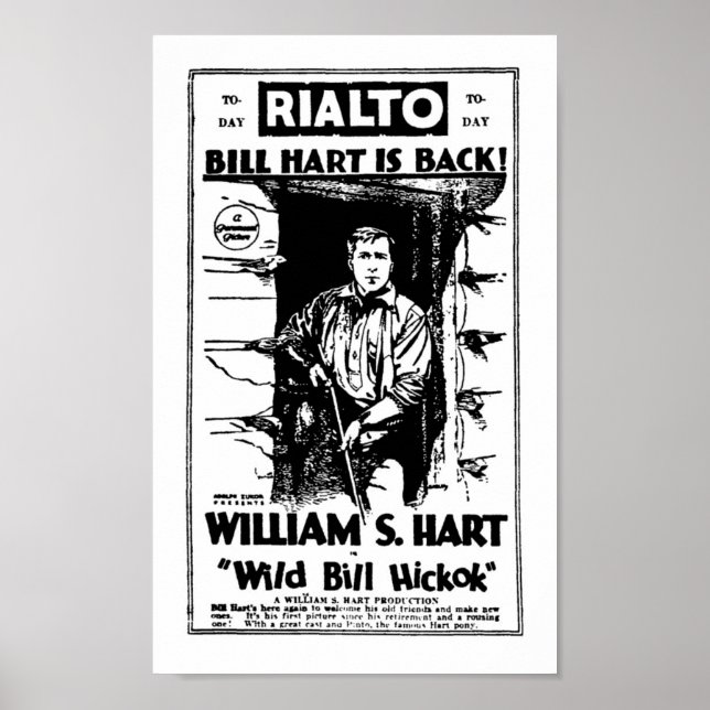 William S. Hart Stummfilm Western Star und Poster (Vorne)