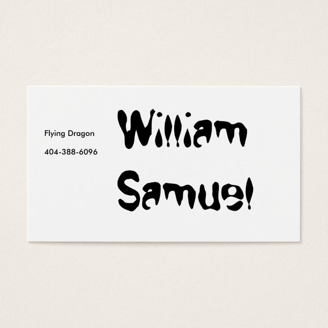 William Samuel, Flying Dragon (Vorderseite)