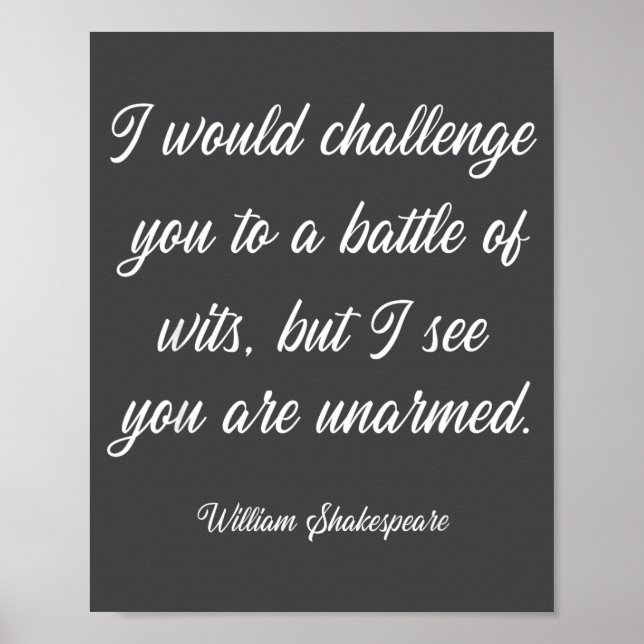 William Shakespeare Battle Of Wits English Literat Poster (Vorne)