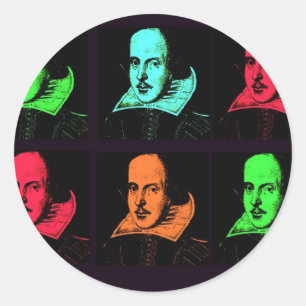 William Shakespeare Collage Runder Aufkleber