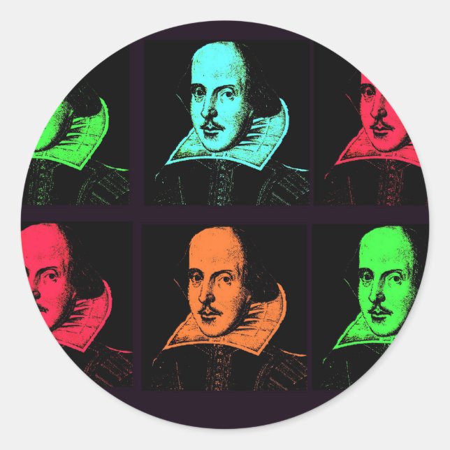 William Shakespeare Collage Runder Aufkleber (Vorderseite)