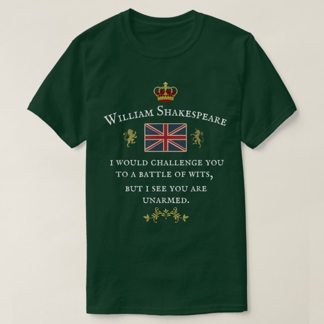 WILLIAM SHAKESPEARE , ENGLISCHER SCHULLEHRER, BRIT T-Shirt (Design vorne)
