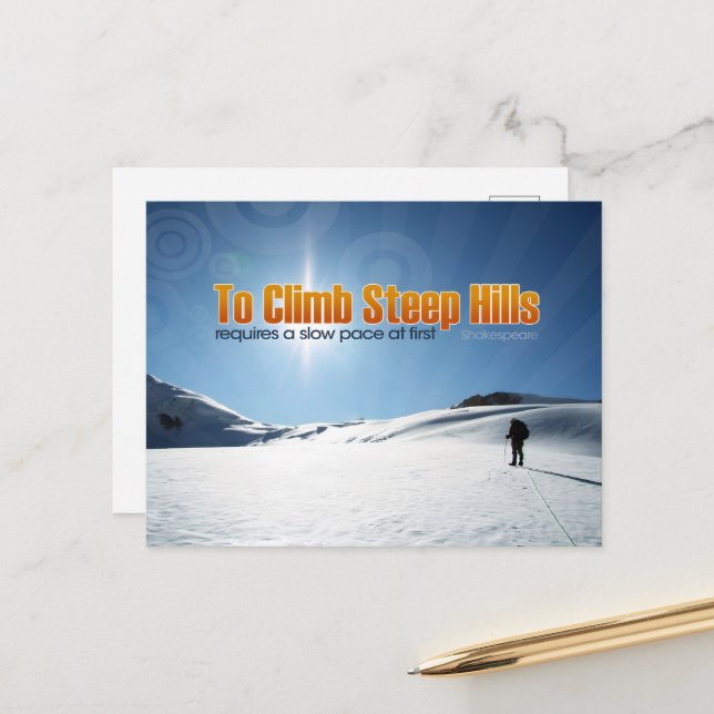 William Shakespeare inspirierendes Zitat "Klettern Postkarte (Vorderseite/Rückseite Beispiel)