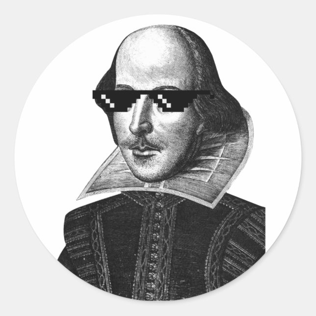 William Shakespeare mit Sonnenbrille  Runder Aufkleber (Vorderseite)