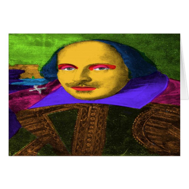 William Shakespeare Pop Art Grußkarte (Vorderseite (Horizontal))