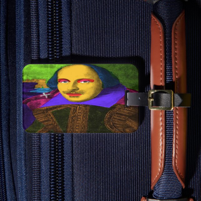 William Shakespeare Pop Art Luggage Tag Gepäckanhänger (Vorderseite Insitu 4)