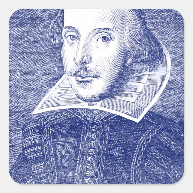 William Shakespeare Portrait from First Folio Quadratischer Aufkleber (Vorderseite)