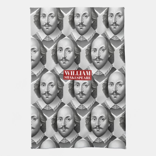 William Shakespeare Portrait Hamlet Illustration Geschirrtuch (Vertikal)