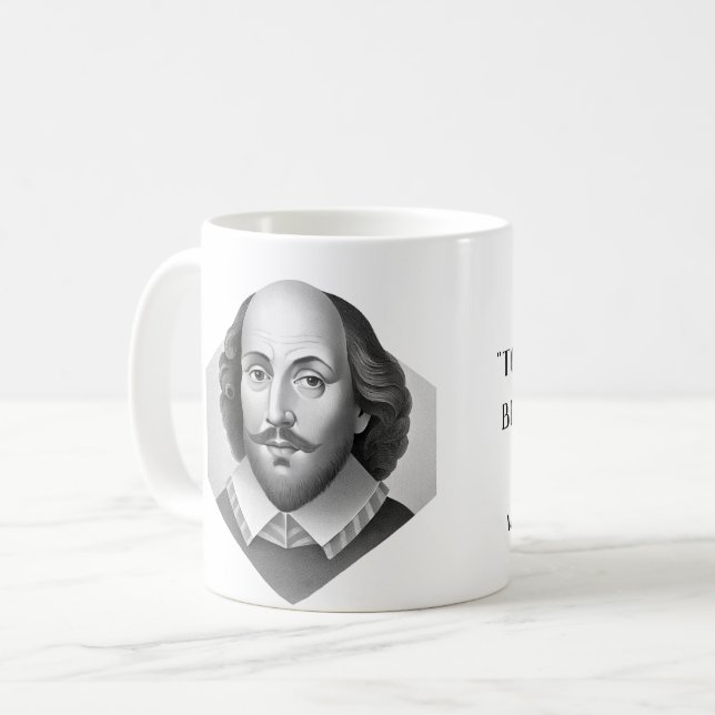William Shakespeare Portrait Hamlet Illustration Kaffeetasse (Vorderseite Links)