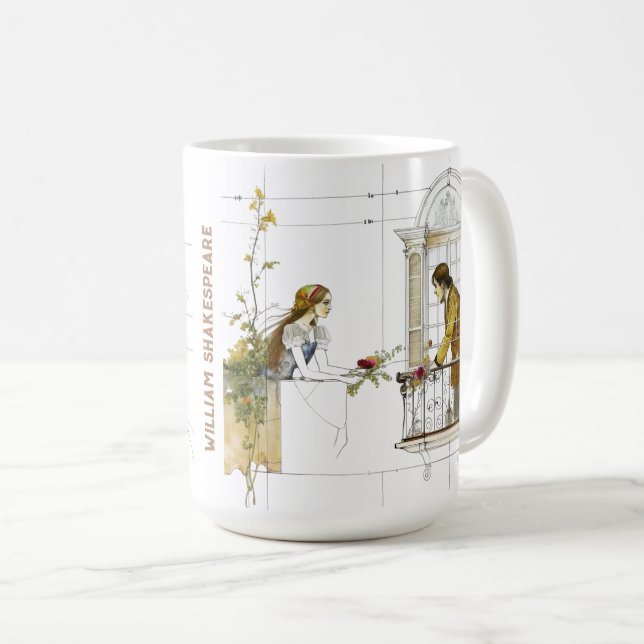 William Shakespeare Portrait Romeo Julia Kaffeetasse (VorderseiteRechts)
