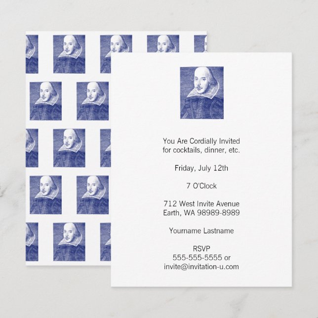 William Shakespeare Portrait von First Folio Einladung (Vorne/Hinten)