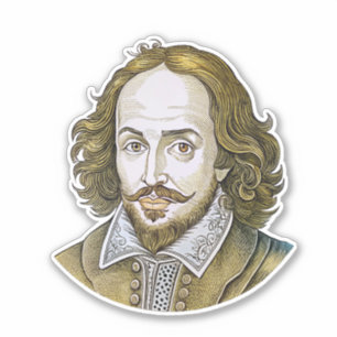 William Shakespeare Porträtbild Gold Aufkleber