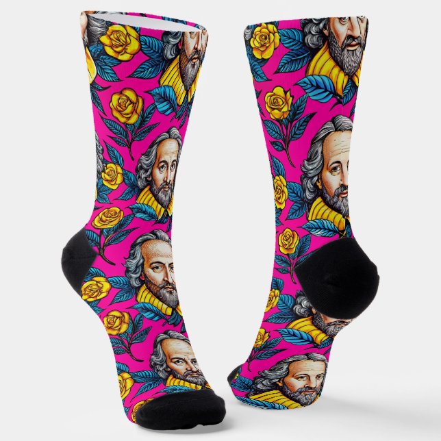 William Shakespeare Porträtbild Gold Socken (Gewinkelt)