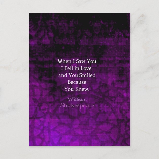 William Shakespeare Romantische Liebe Sprichwort Postkarte (Vorderseite)
