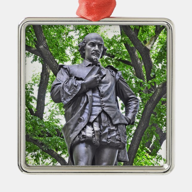 William Shakespeare-Statue im Central Park Silbernes Ornament (Vorne)