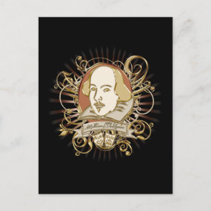 William Shakespeare Wappen (Gold) Postkarte