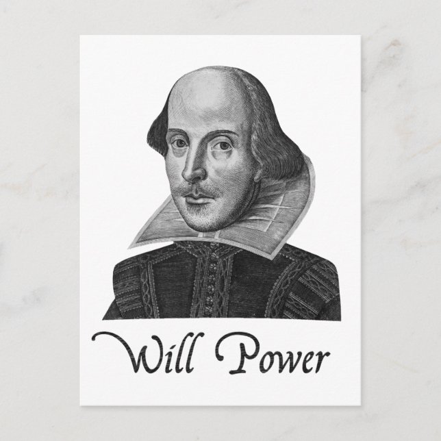 William Shakespeare Will Power Postkarte (Vorderseite)