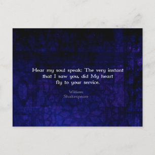 William Shakespeare Zitat zur romantischen Liebe Postkarte