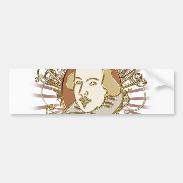 William- ShakespeareWappen (Gold) Autoaufkleber (Vorne)