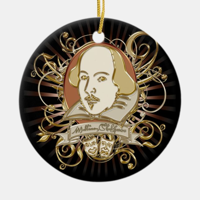 William- ShakespeareWappen (Gold) Keramik Ornament (Vorne)