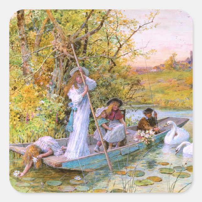 William Stephen Coleman über das Boot Quadratischer Aufkleber (Vorderseite)