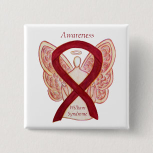 William Syndrom Angel Awareness Ribbon Buttone Button