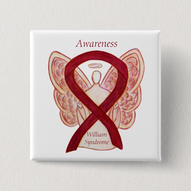 William Syndrom Angel Awareness Ribbon Buttone Button (Vorderseite)