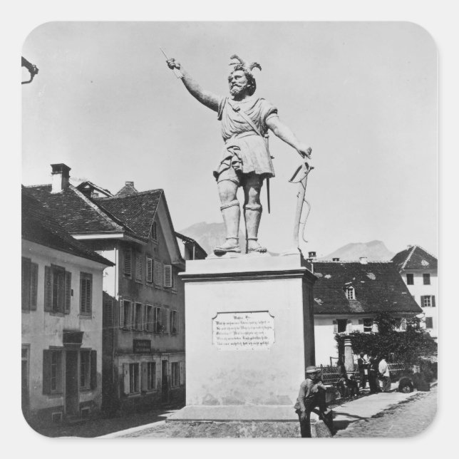 William Tell-Statue, c.1860-90 Quadratischer Aufkleber (Vorderseite)