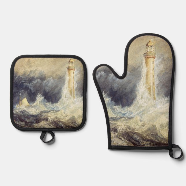 William Turner - Bell Rock Lighthouse Ofenhandschuh & Topflappen-Set (Vorderseite)