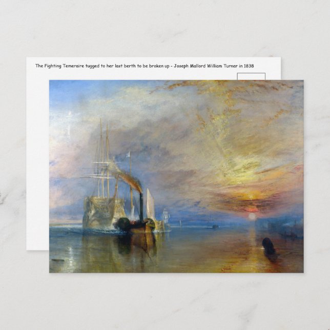 William Turner - Der Kampftemeraire Postkarte (Vorne/Hinten)