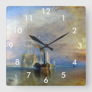 William Turner - Der Kampftemeraire Quadratische Wanduhr