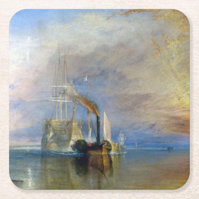 William Turner - Der Kampftemeraire Rechteckiger Pappuntersetzer (Vorderseite)