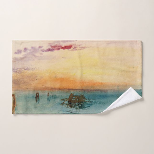 William Turner - Die Lagune bei Venedig bei Sonnen Badhandtuch Set (Handtuch)