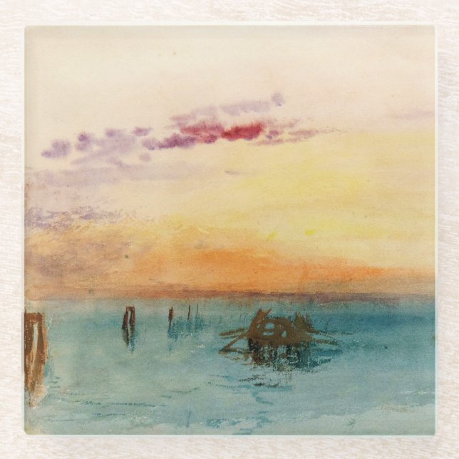 William Turner - Die Lagune bei Venedig bei Sonnen Glasuntersetzer (Vorderseite)