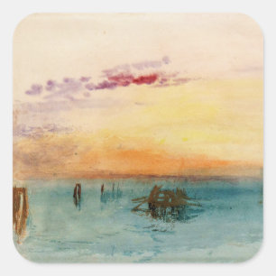 William Turner - Die Lagune bei Venedig bei Sonnen Quadratischer Aufkleber