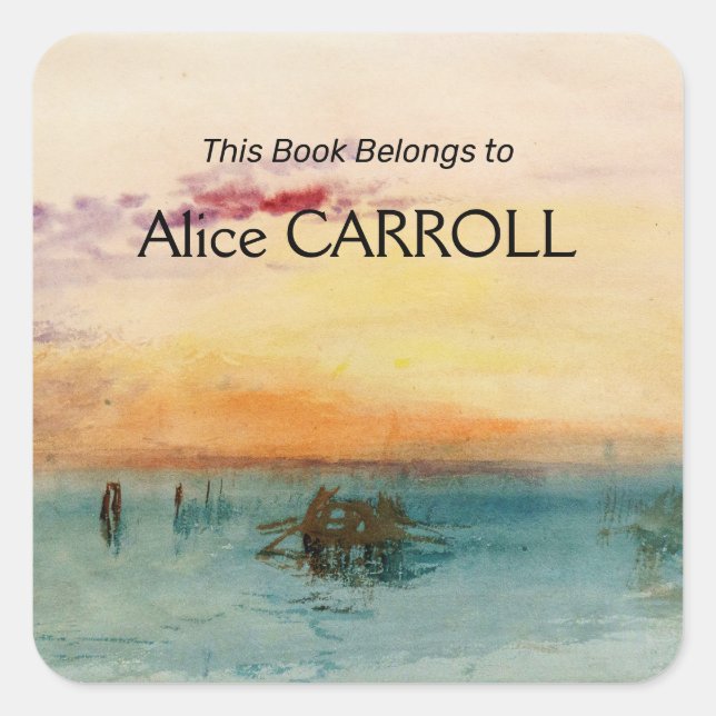 William Turner - Die Lagune bei Venedig bei Sonnen Quadratischer Aufkleber (Vorderseite)