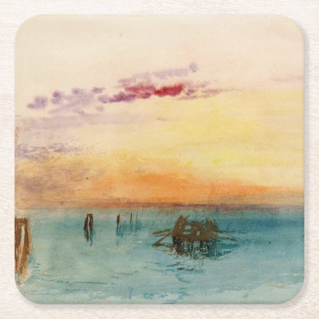 William Turner - Die Lagune bei Venedig bei Sonnen Rechteckiger Pappuntersetzer (Vorderseite)