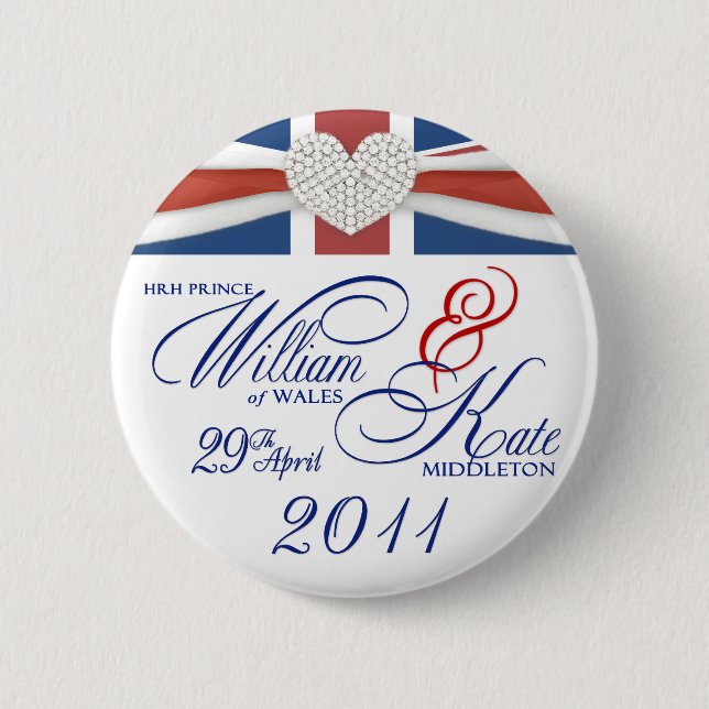 William u. Kate, die Gedenkandenken-Button Wedding Button (Vorderseite)