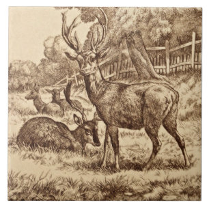 William Wise Animal Series Deer Tile Repro 1879 Fliese