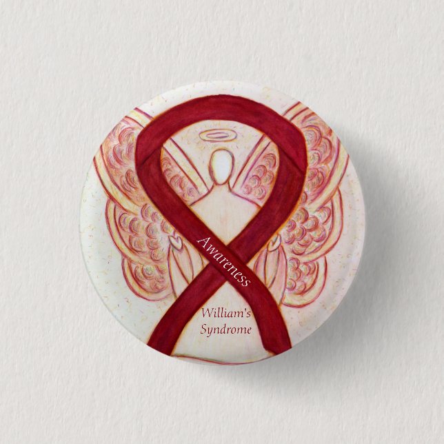 William's Syndrome Angel Awareness Ribbon Buttone Button (Vorderseite)