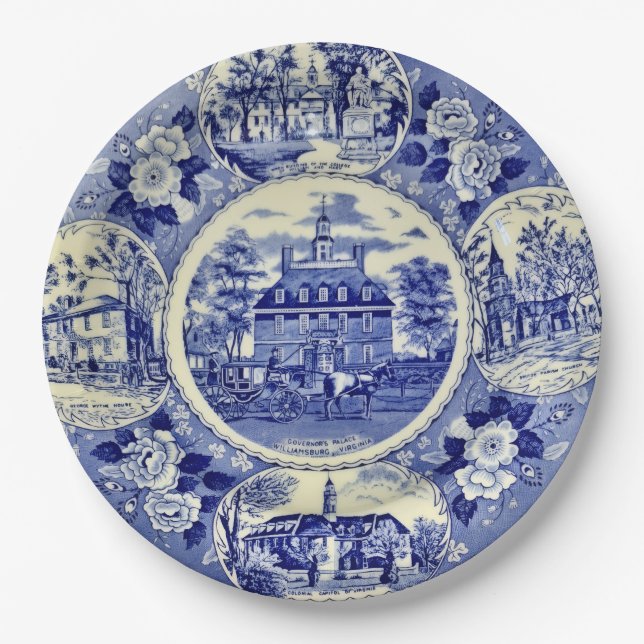 Williamsborg China Blau Papier Teller (Vorderseite)