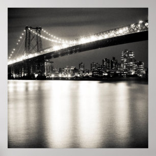 Williamsburg bridge in New York City at night Poster