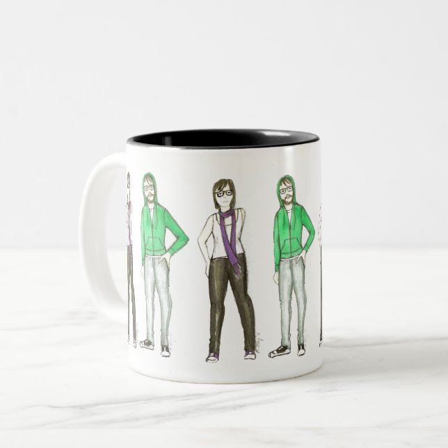 Williamsburg Brooklyn Hipsters New York City NYC Zweifarbige Tasse (Vorderseite Links)