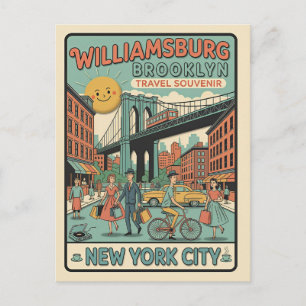 Williamsburg Brooklyn Retro 1950er Jahre Reise Postkarte