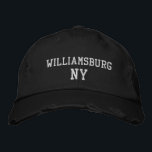 WILLIAMSBURG NY im Vintagen Schwarz-Stil Bestickte Baseballkappe<br><div class="desc">WILLIAMSBURG NY Stickerei auf Schwarz bedrückte Vintage Baumwollhut. Die Stickerei kann an andere Farbeinstellungen angepasst werden,  indem Sie die Schaltfläche "Design bearbeiten" auswählen. Außerdem ist die Möglichkeit verfügbar,  die gewünschte Farbe auf der Hauptseite auszuwählen.</div>