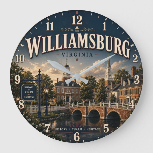 Williamsburg Virginia Große Wanduhr (Vorderseite)
