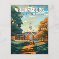 Williamsburg Virginia Travel Art Vintage