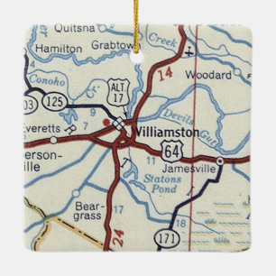 Williamston NC Vintag Map Keramikornament